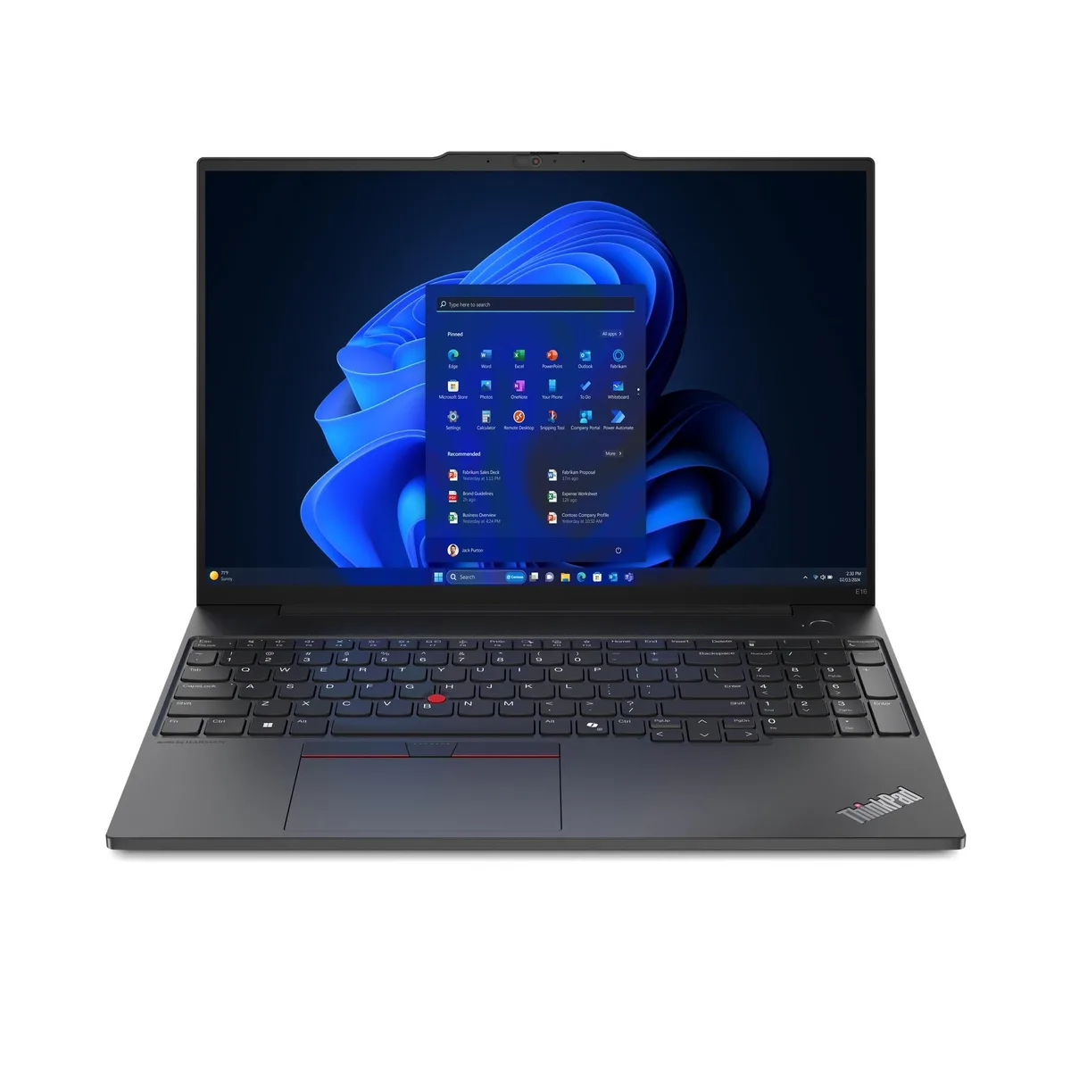 Silver 16 inch laptop with matte finish and ThinkPad branding