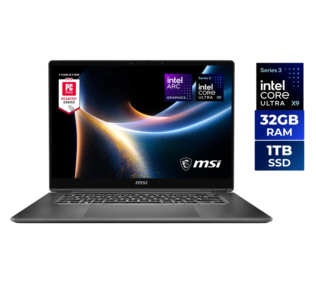 Platinum Gray 2-in-1 laptop with 16.0-inch OLED touchscreen, thin aluminum alloy chassis