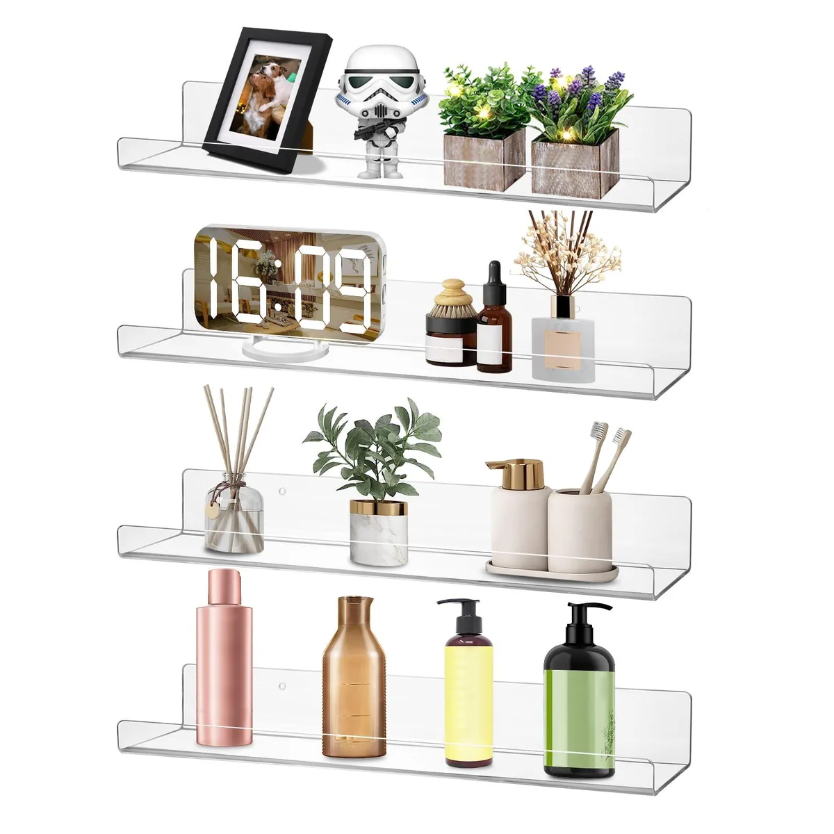  Dezzer DSHELVESCA 15" Acrylic Shelves 4 Pack — fotografia produktu