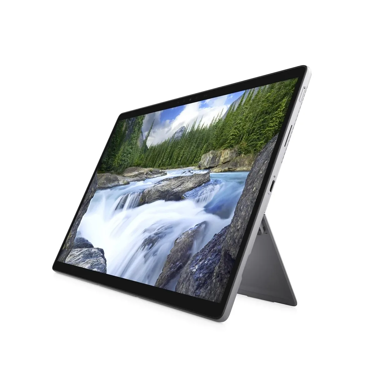 Silver detachable tablet with keyboard attached, 13 inch touchscreen, slim profile
