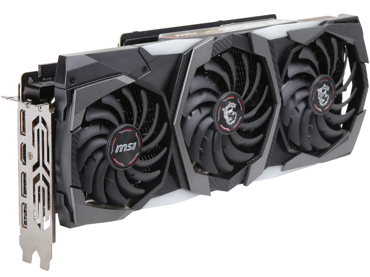 MSI RTX 2070 SUPER GAMING TRIO graphics card, triple-fan cooler, silver and black finish