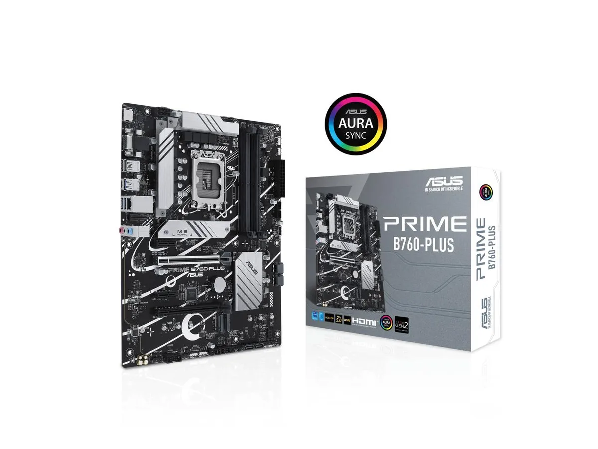 ATX motherboard in dark PCB with silver heatsinks and rear I/O shield