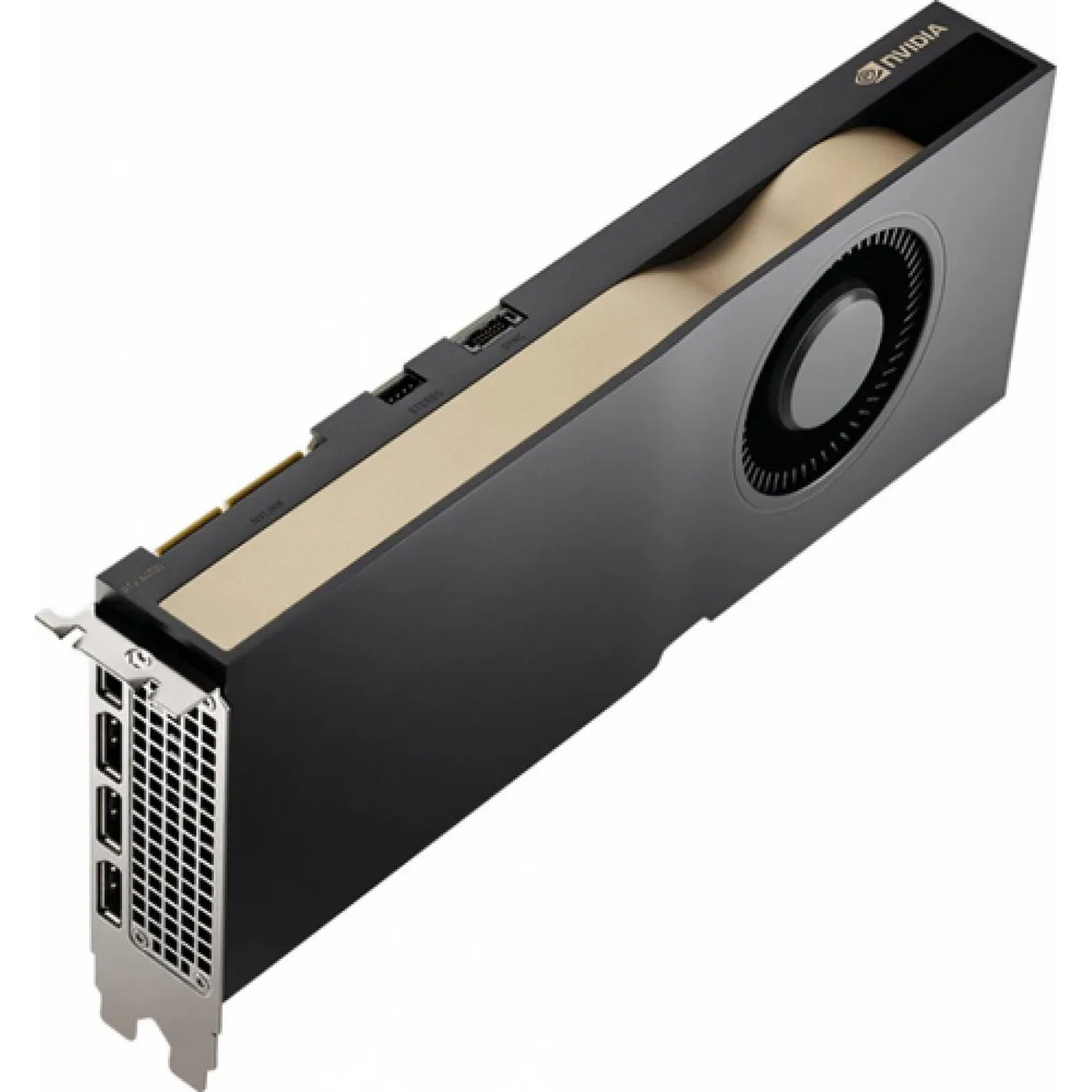 PNY RTX A2000 12GB GDDR6 low-profile graphics card, four DisplayPorts, compact dual-slot design, matte black finish