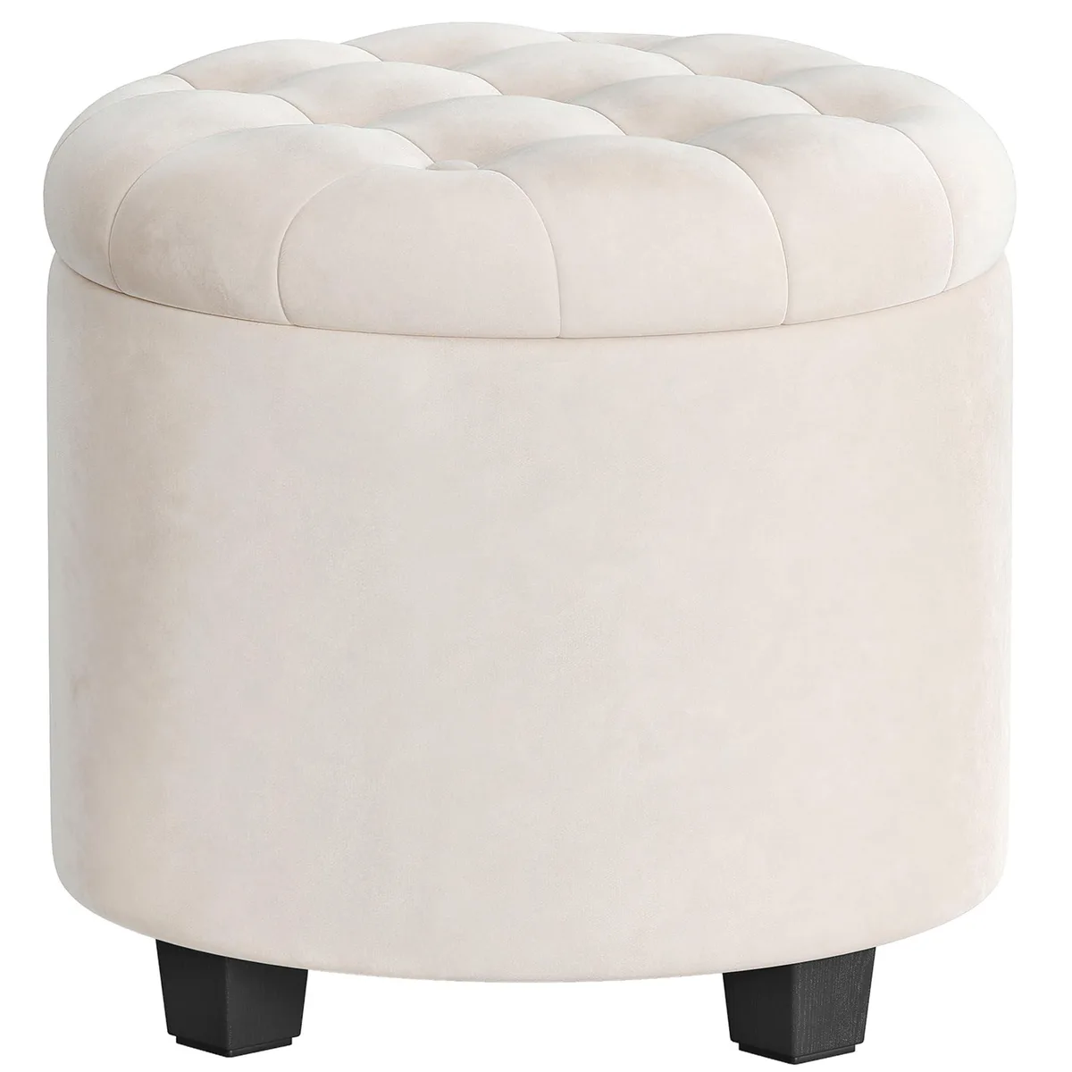  SONGMICS Round Ottoman Velvet Cream White 17.7" 330 lb — fotografija proizvoda
