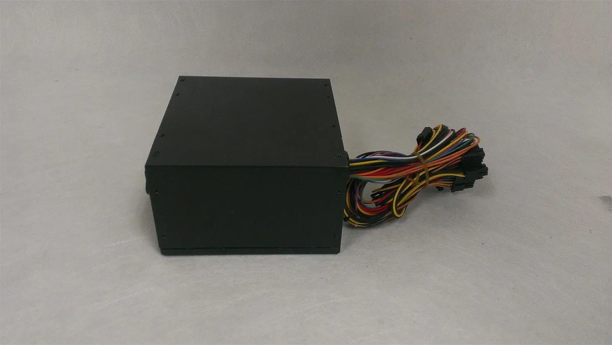 Grey ATX power supply unit with 80mm fan and voltage switch