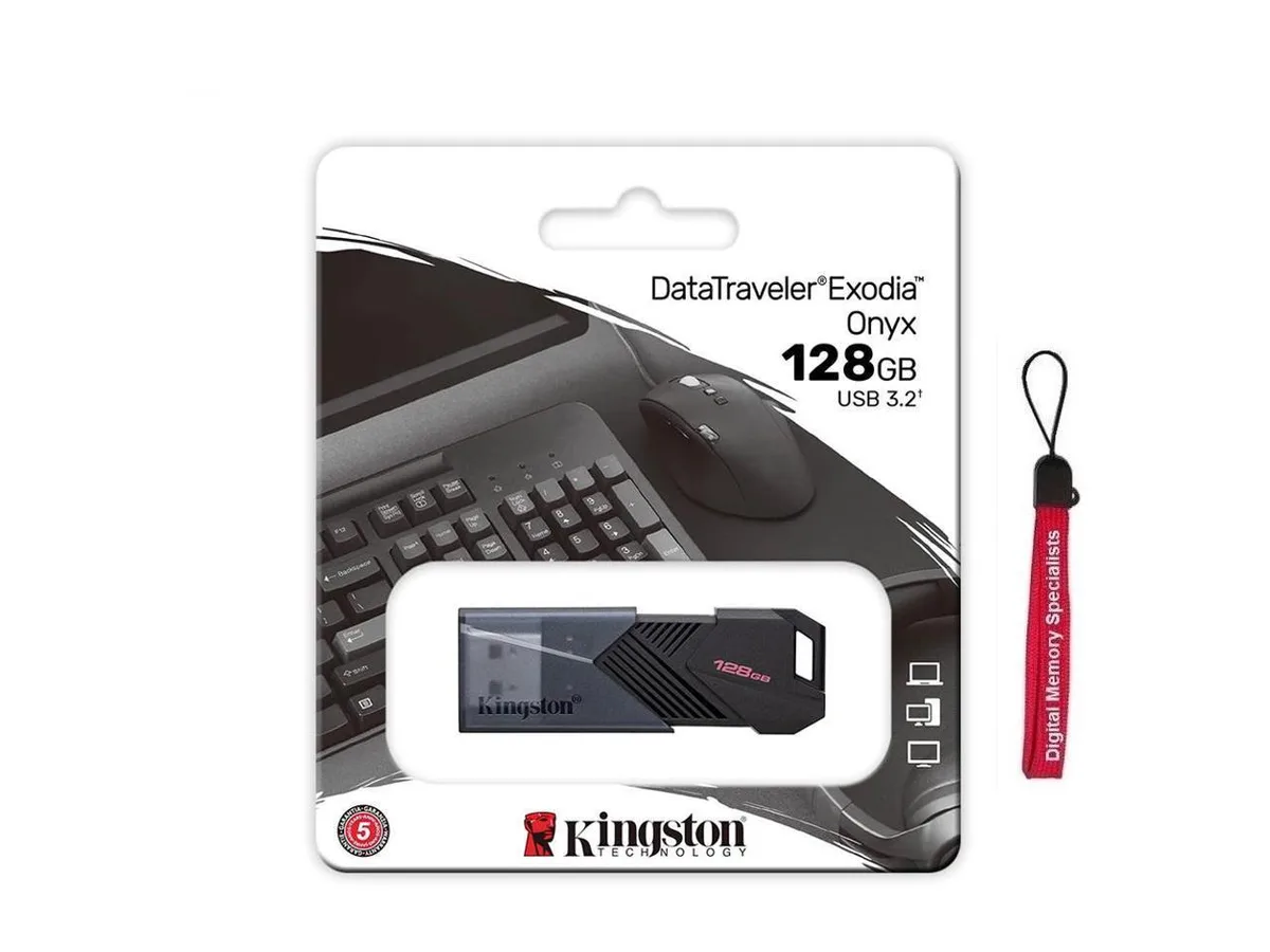 Kingston Technology Corp. Kingston DataTraveler Exodia Onyx 128GB USB 3.2 Gen 1 flash drive with lanyard — produktbild
