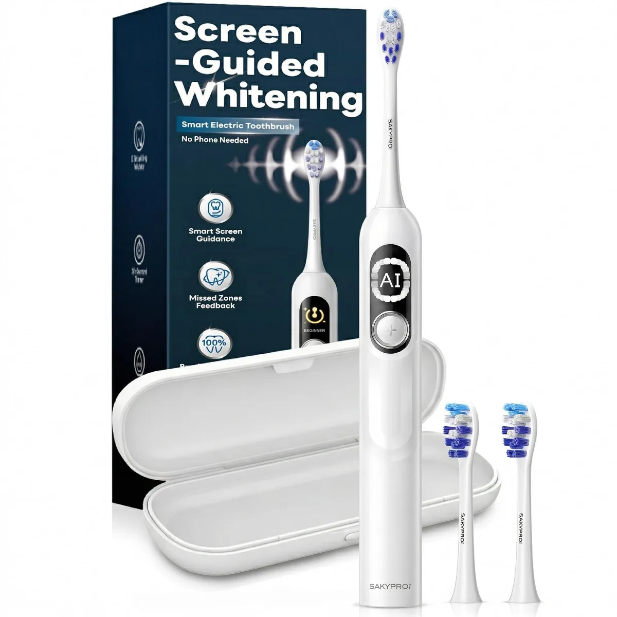  Waterpik G5smart oral care, White, 6-zone tracking, 2 heads, travel case — product photo