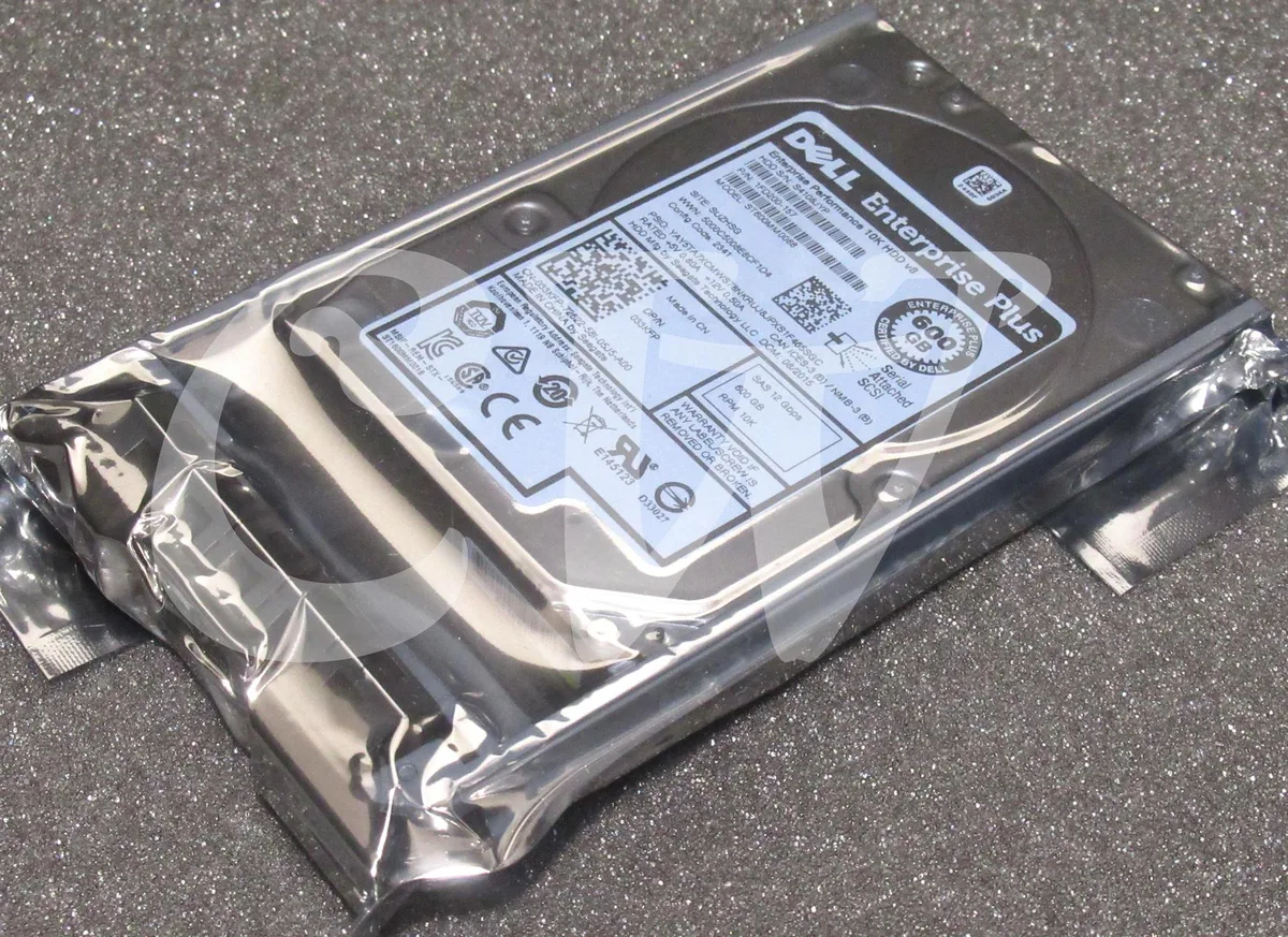 2.5 inch SAS hard drive in silver metal caddy tray