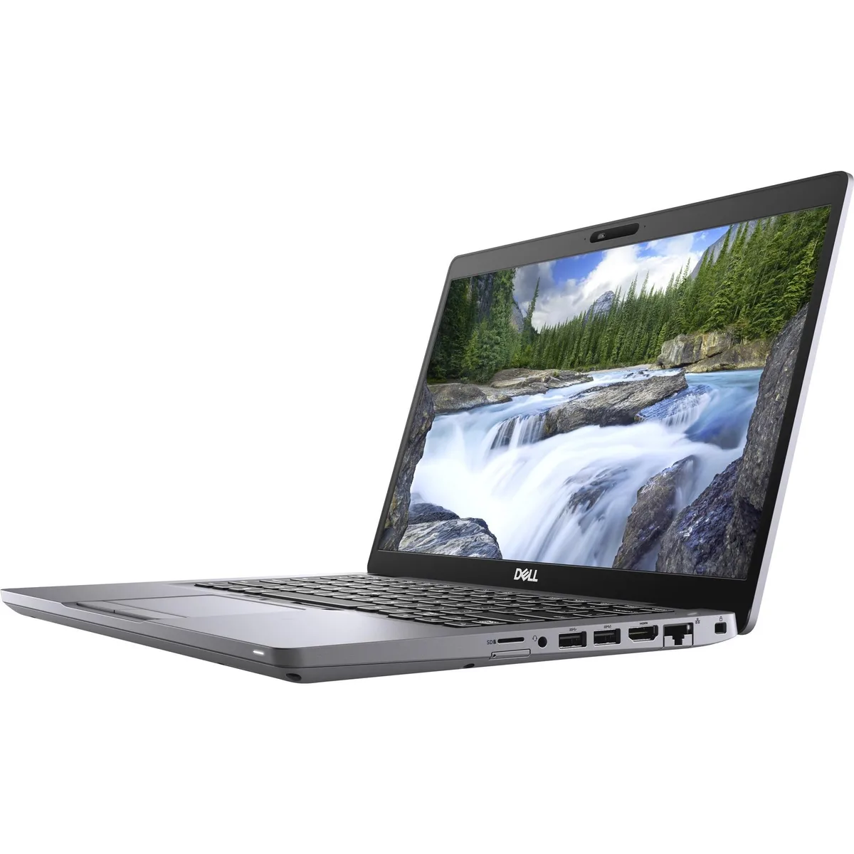 Gray Dell Latitude 5410 14 inch laptop closed on a plain background