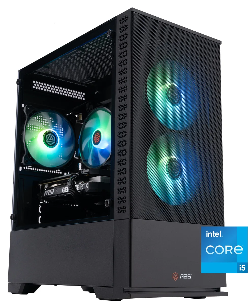 Black micro-tower gaming desktop with RGB-lit RAM and ARGB CPU cooler