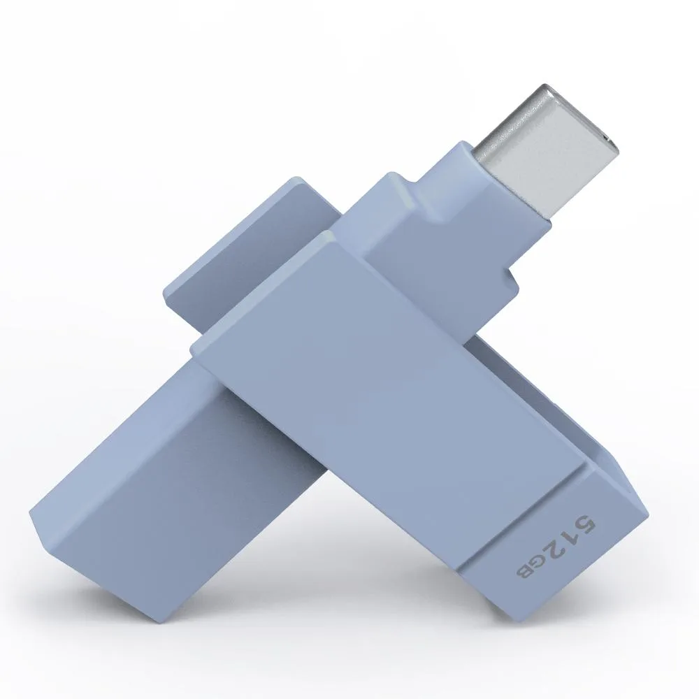 PIODATA PIODATA iXflash 512GB USB 3.2 Gen 1 USB Type A &amp; USB Type C USB flash drive Morandi Blue — preces foto