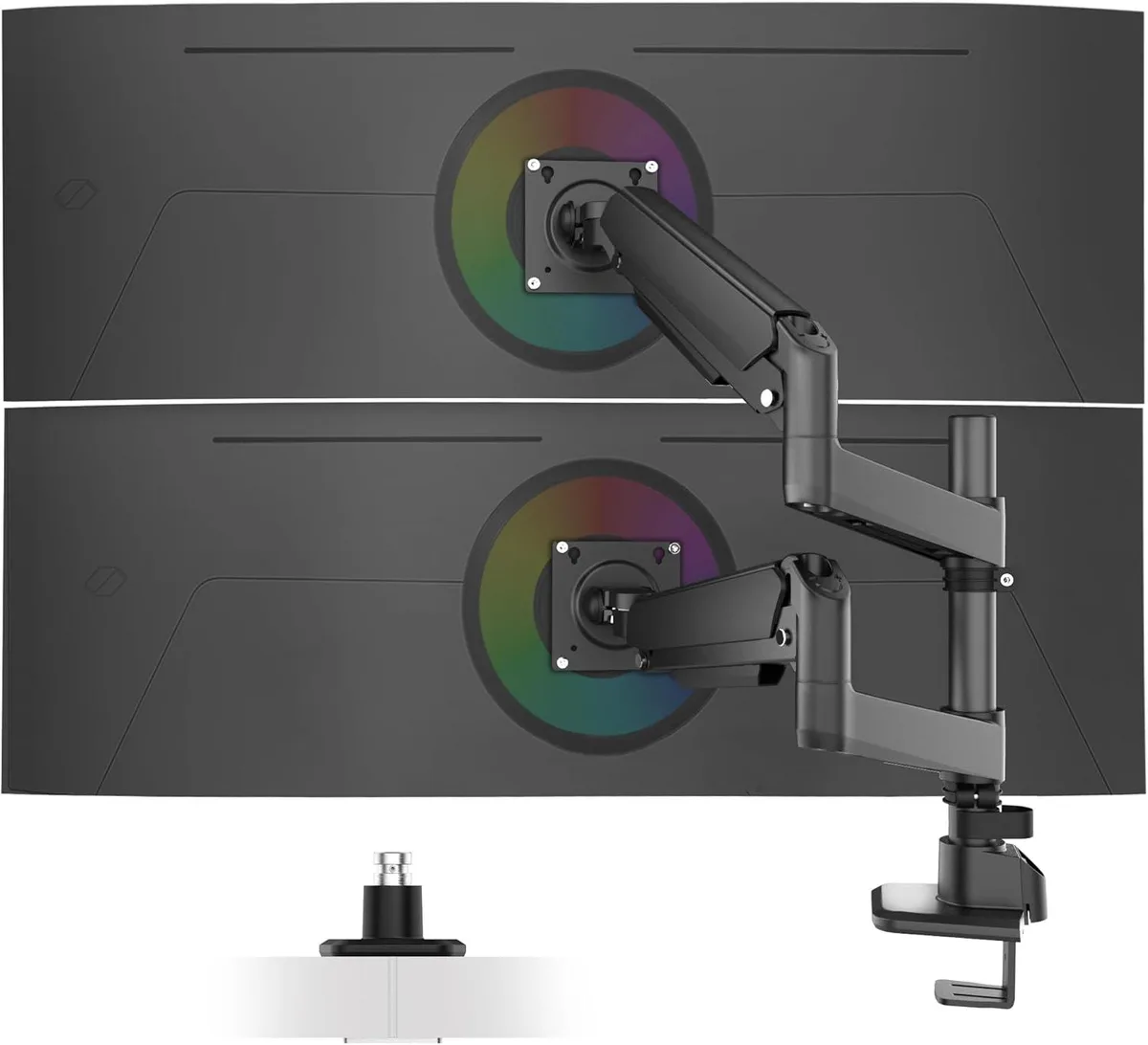 BFKK BFKK Vertical Stacked Dual Monitor Arm 13-49" 44lbs 18" Pole Black — φωτογραφία προϊόντος