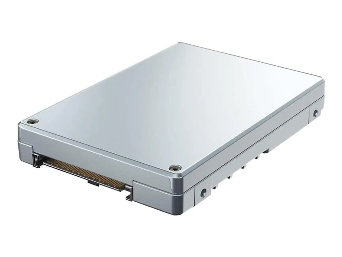 Silver U.2 enterprise SSD with gold connectors