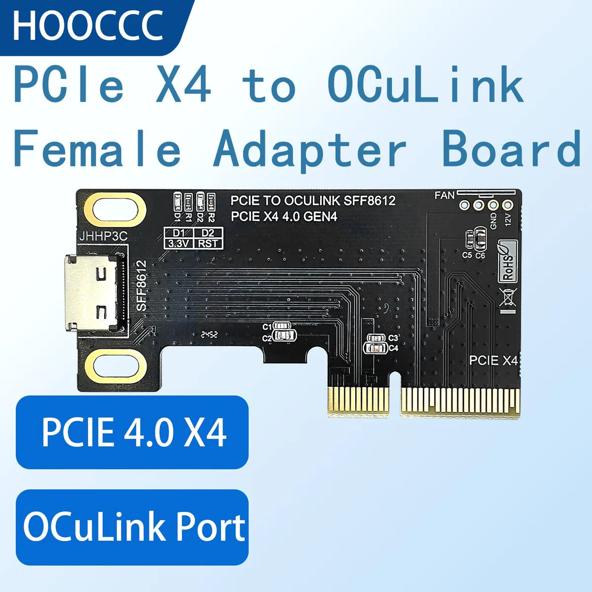 HOOCCC HOOCCC PCIe 4.0 x4 to OCuLink SFF-8612 Adapter Card — foto produk