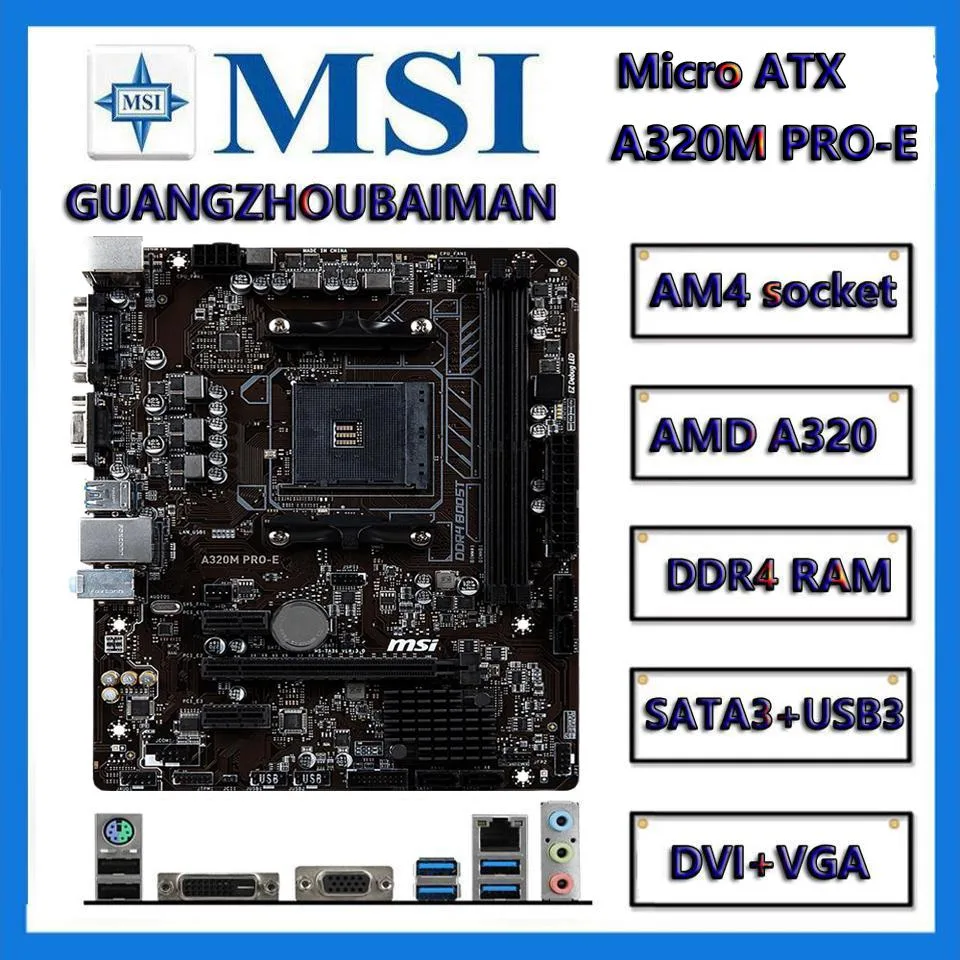 MSI MSI PRO A320M PRO-E AMD motherboard — product photo