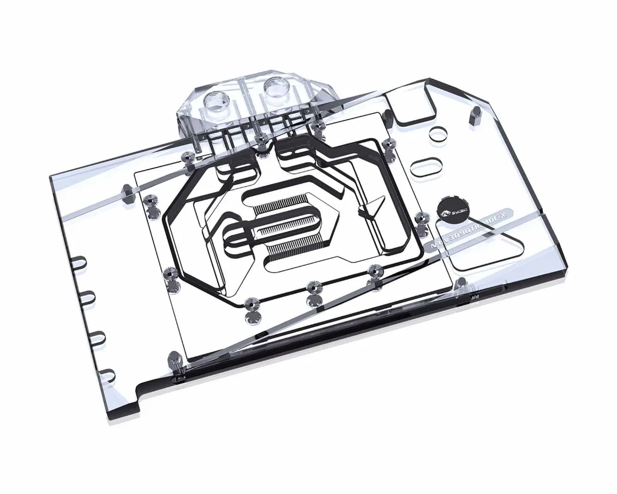 Rectangular copper waterblock with nickel plating and RGB lighting for RTX 3090 TI