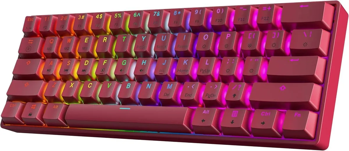 TUKO TUKO GK61 60% v3 Hotswap Mechanical Gaming Keyboard Pink Cherry MX Speed Silver 61 Keys — produktbild