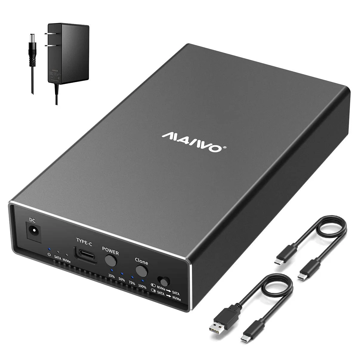 MAIWO MAIWO K3527N Dual-Bay M.2 NVMe & 2.5/3.5" SATA Enclosure 10Gbps — produktfoto