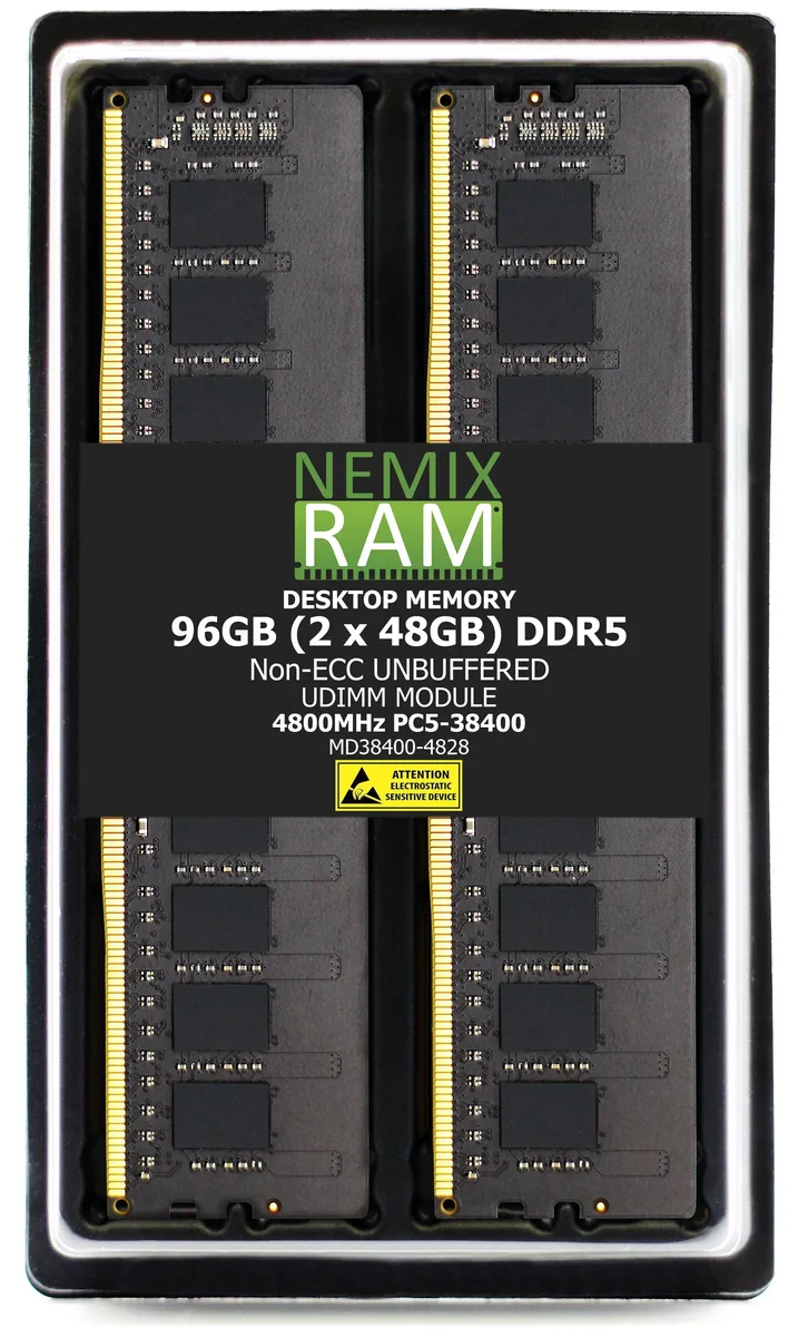 NEMIX RAM NEMIX RAM MD38400-4828K2 96GB (2x48GB) DDR5 4800 CL40 1.1V UDIMM memory upgrade — photo du produit