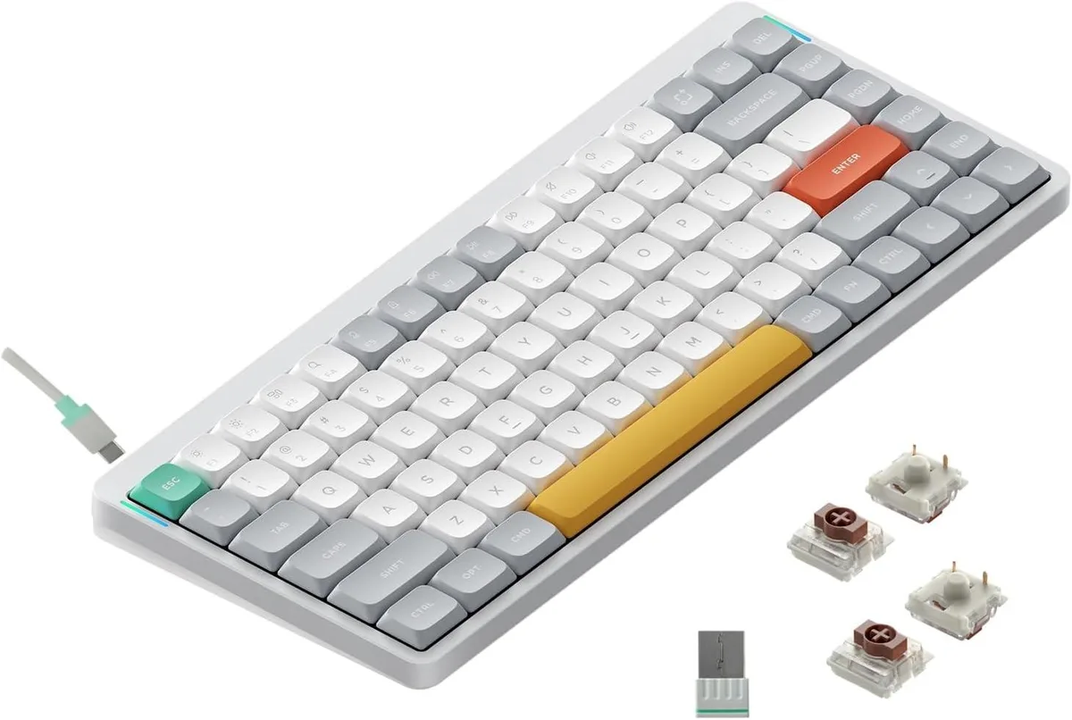 WISDUM WISDUM Air75 V2 75% Mechanical Gaming Keyboard White Gateron Brown Switch — product photo