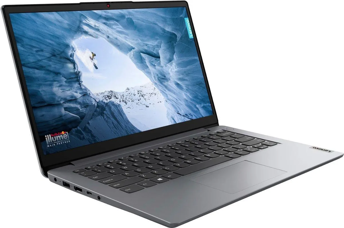 Cloud Grey 14 inch laptop, slim matte finish, closed lid showing Lenovo logo