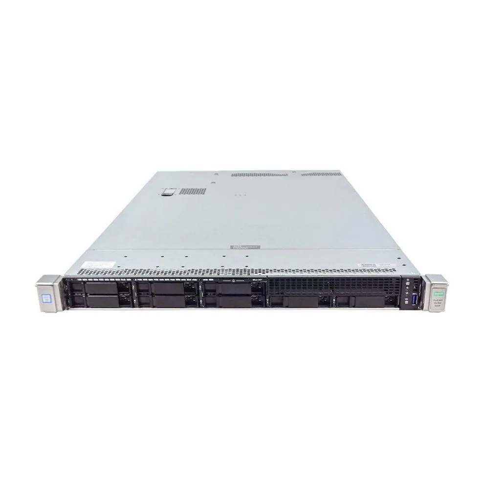 Silver 1U rack server, eight front drive bays, two power supplies