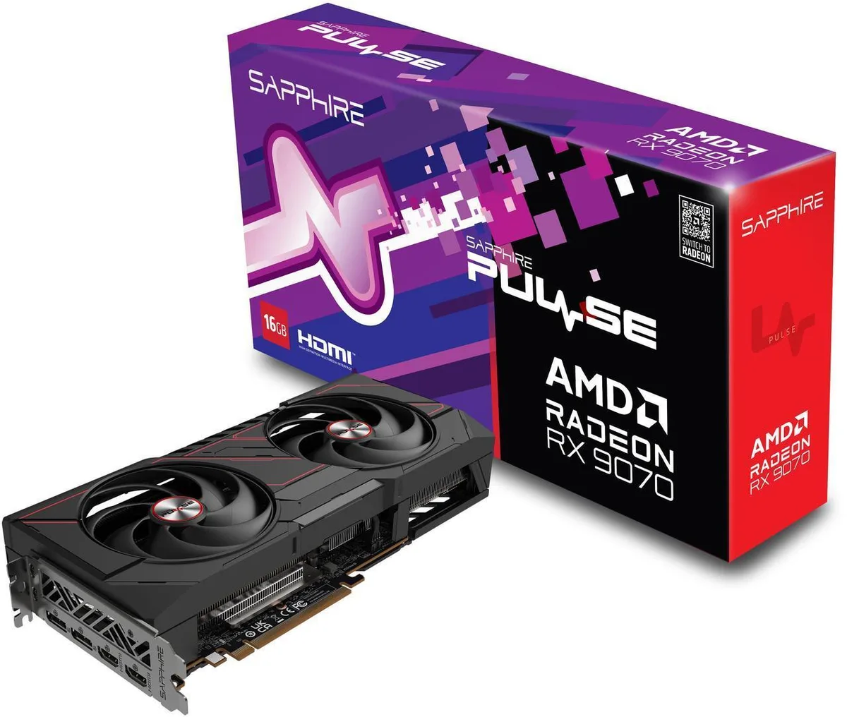 Black dual-fan graphics card with silver accents, ATX form factor