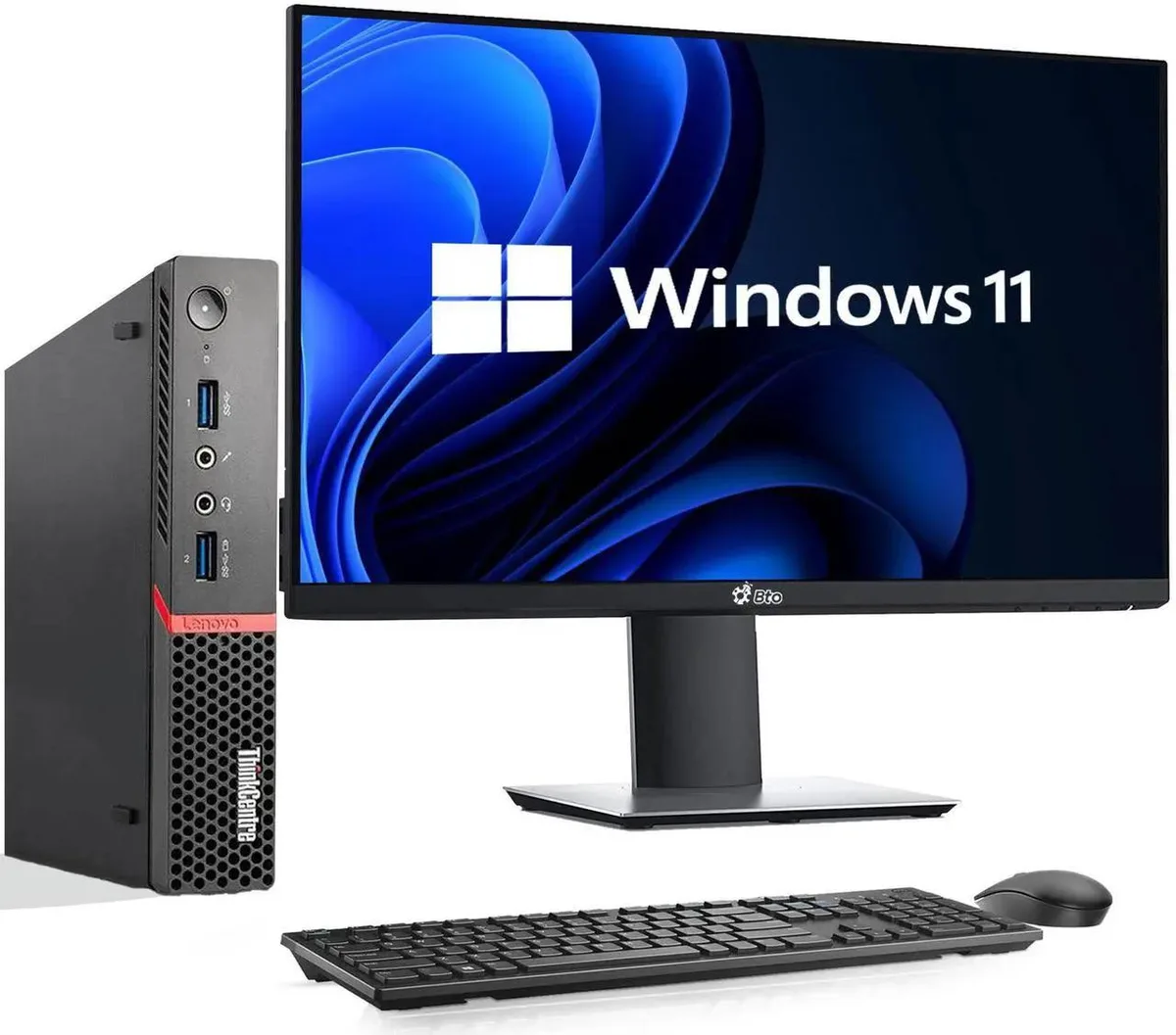 Lenovo ThinkCentre Mini desktop, 22 inch monitor, keyboard and mouse