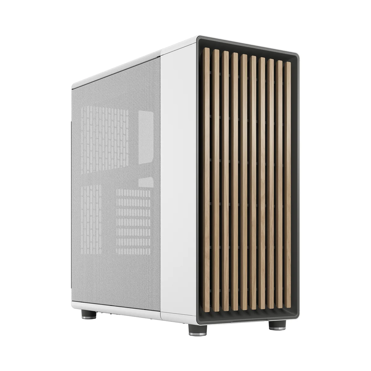Fractal Design Fractal Design FD-C-NOR1C-03 North ATX Mid Tower PC Case Chalk White Oak Front — product photo
