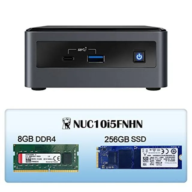 Small black square mini PC with replaceable lid and metal frame, tall chassis 117 x 112 x 51 mm