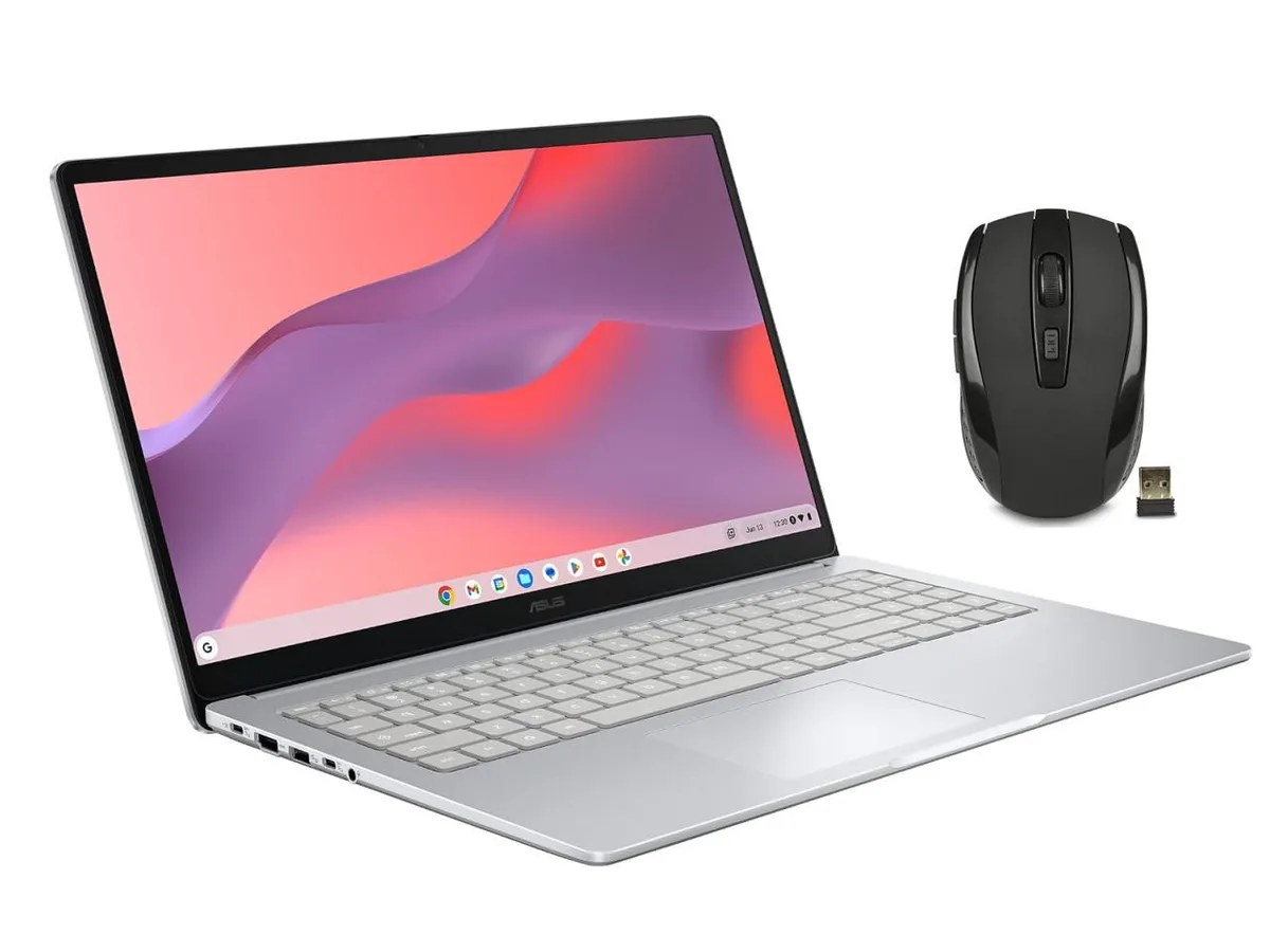 ASUS Chromebook 15.6 inch Pure Grey laptop closed view