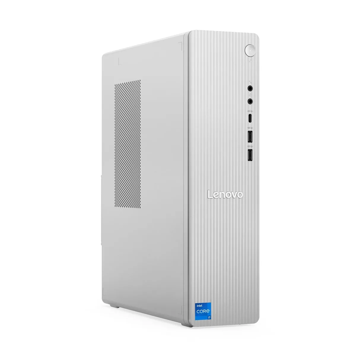 Grey Lenovo Ideacentre tower desktop computer