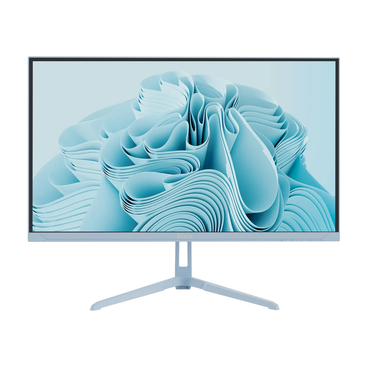 Blue 24 inch IPS gaming monitor with three sided frameless anti glare screen