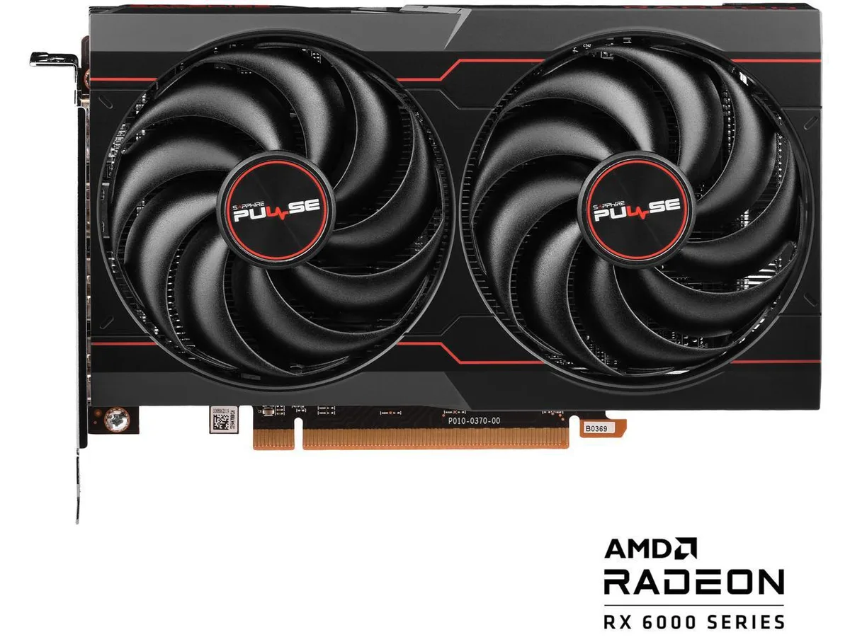 Sapphire Pulse Radeon RX 6600 graphics card with dual fans and metal backplate