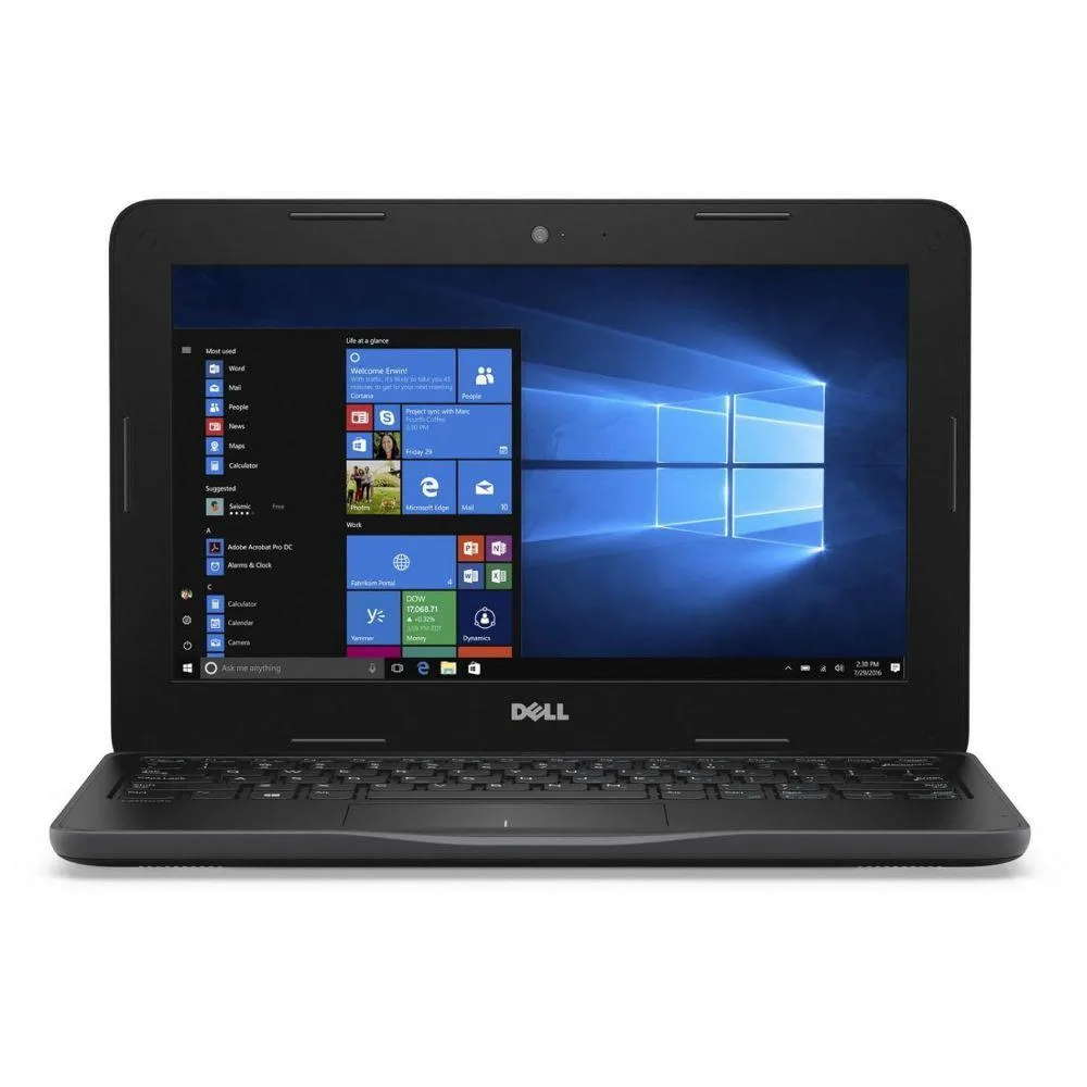 Dell Latitude 3180 11.6 inch laptop, dark grey plastic chassis, non-touch screen with webcam, compact clamshell form factor