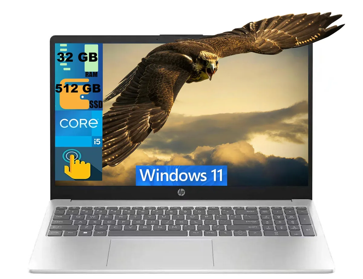 HP HP 15 laptop i5-1235U 32GB 512GB 15.6" HD Touchscreen Silver — product photo