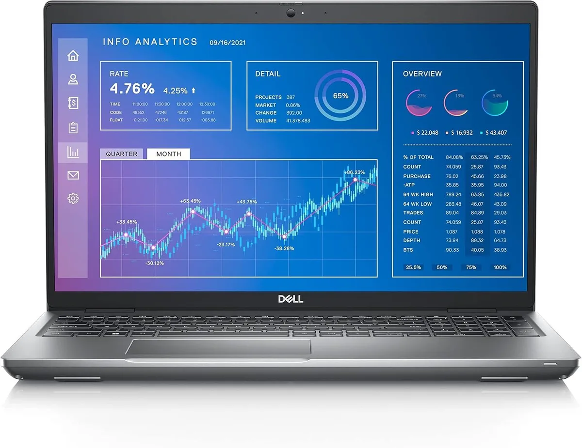 Silver 15.6 inch Dell Precision 3571 mobile workstation with backlit keyboard and webcam