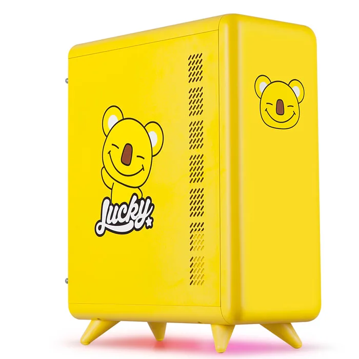 Corn Electronics Corn Electronics Lucky Koala Yellow M-ATX/iTX PC Case with Bottom RGB Strip — product photo