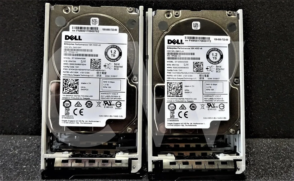 Silver 2.5 inch SAS hard drive in black server caddy tray