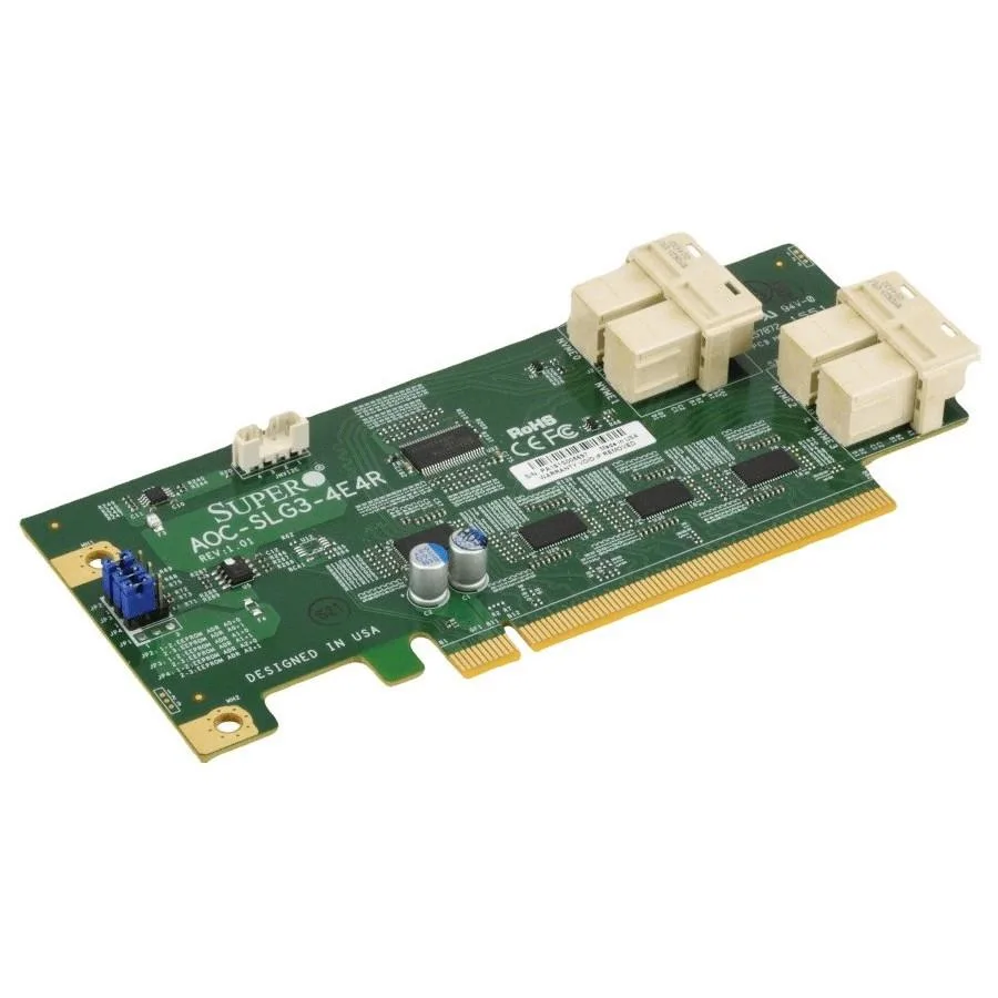 Supermicro Supermicro AOC-SLG3-4E4R-O RAID controller 12.8 Gb/s quad-port NVMe PCIe 3.0 x16 low-profile — foto produk