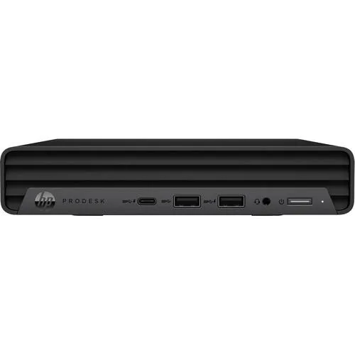 Small black refurbished desktop tower with external power adapter