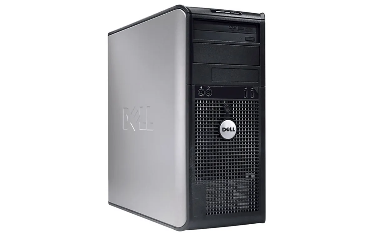 Black and silver mini-tower desktop computer, model 760
