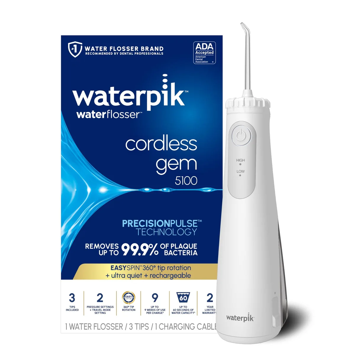  Waterpik Cordless Gem 5100 Water Flosser White — product photo
