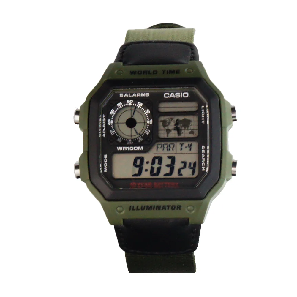 CASIO CASIO AE-1200WHB-3BV Digital Watch Green Band World Time 100m — product photo