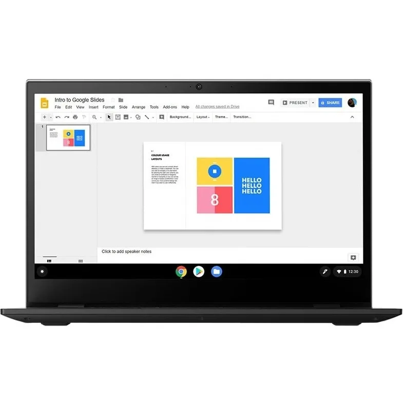 Grey Lenovo 14e Chromebook laptop closed on white background