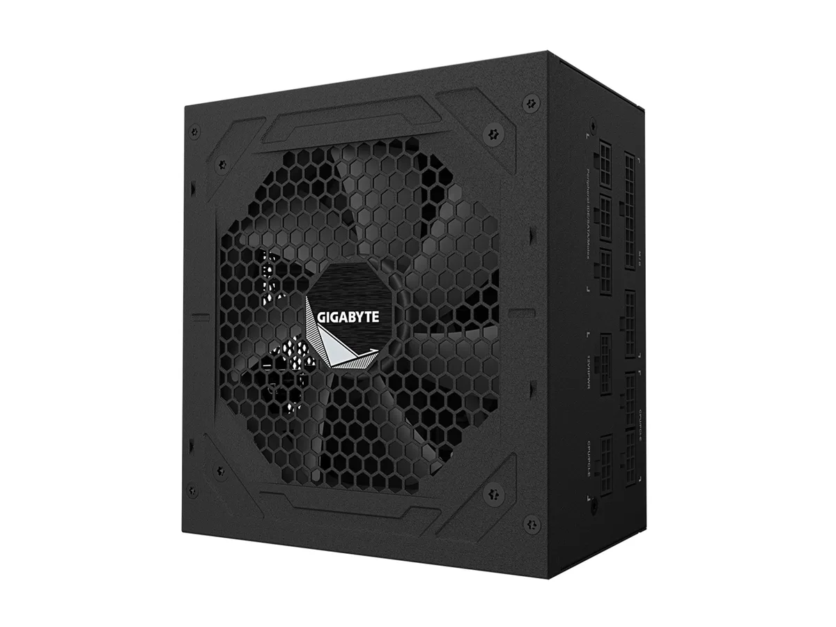 Rectangular silver ATX power supply unit with modular cable ports and a 120mm fan grille