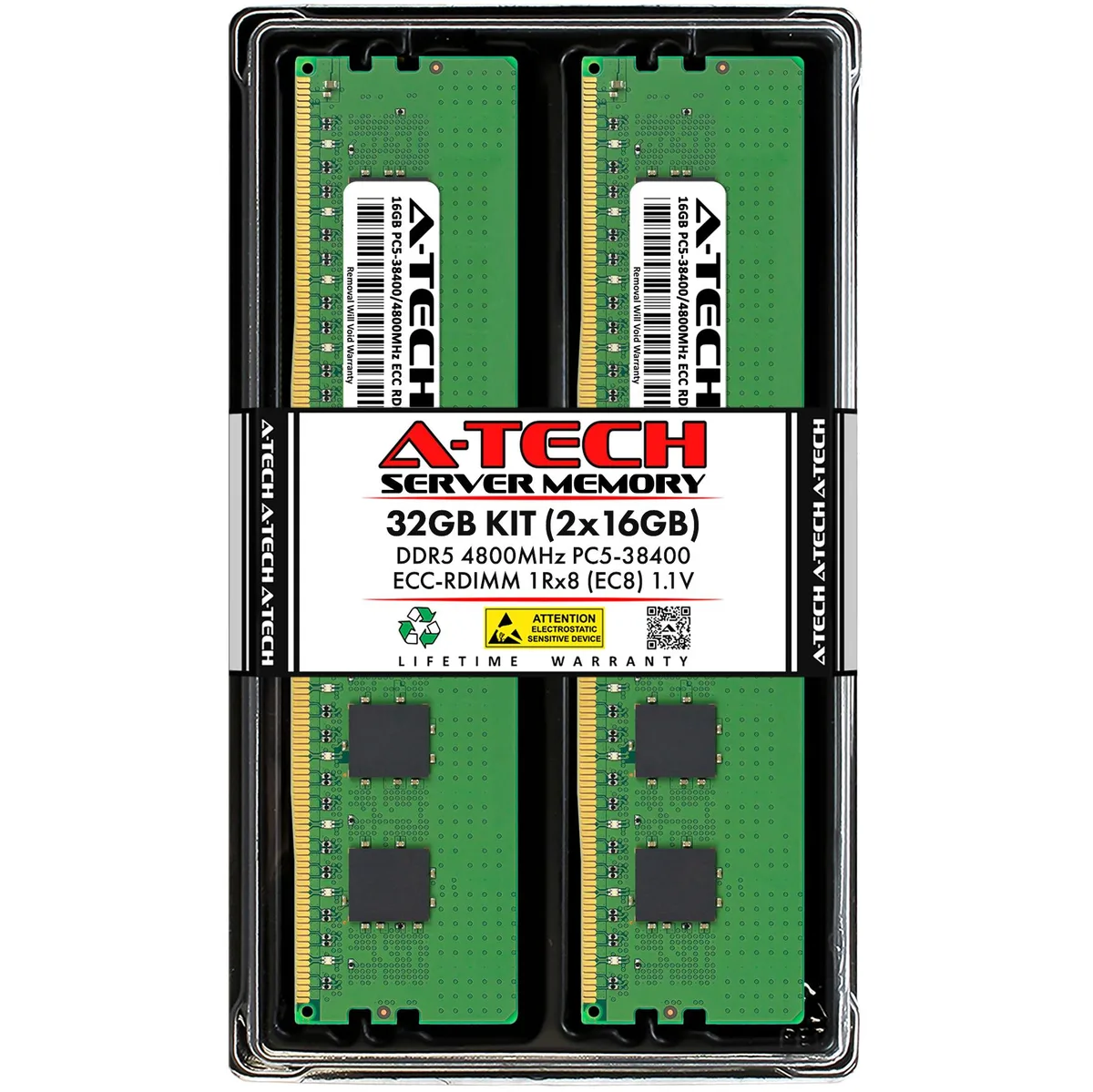A-Tech A-Tech 32GB (2x16GB) DDR5 4800 CL40 1Rx8 EC8 RDIMM Server RAM — product photo