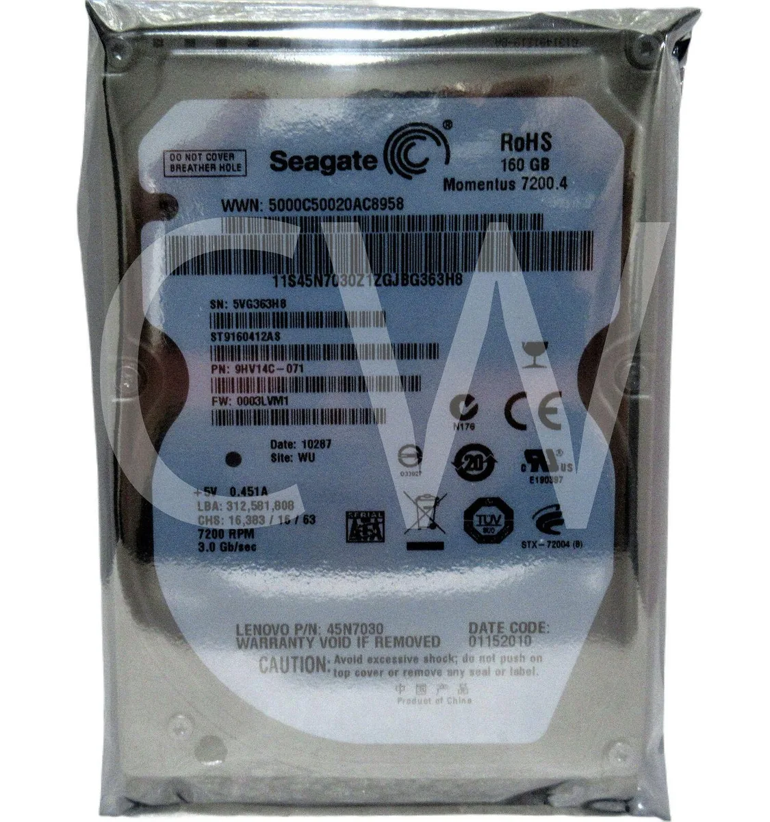 Seagate Seagate Momentus 7200.4 ST9160412AS 160GB 7200RPM 2.5" SATA internal hard drive — fotografija proizvoda