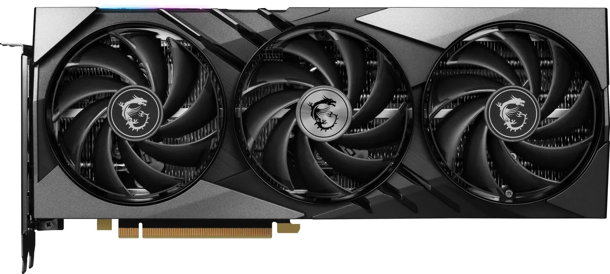 MSI RTX 4070 Gaming X Slim 12G graphics card with triple fan cooler