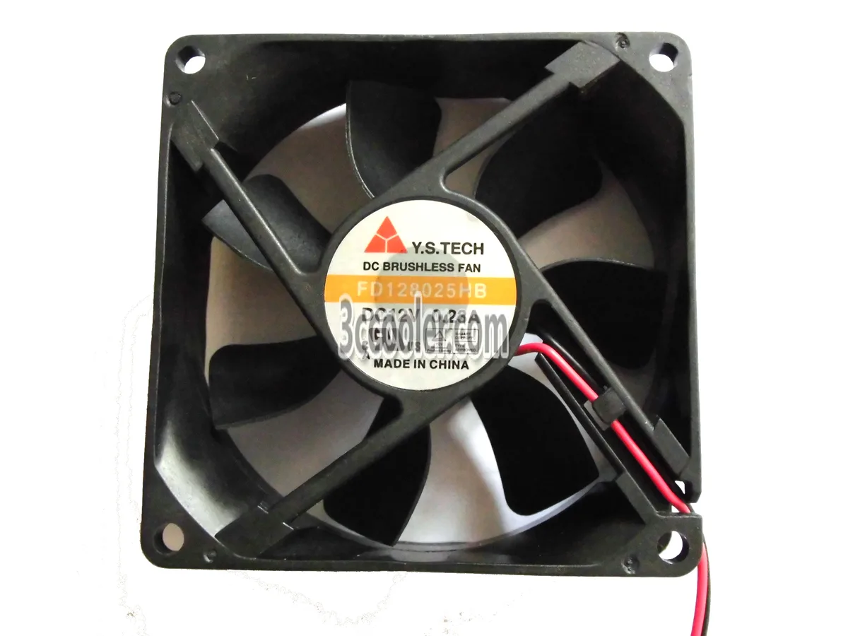 Black 80mm square frame cooling fan with 25mm depth and 2-pin power connector